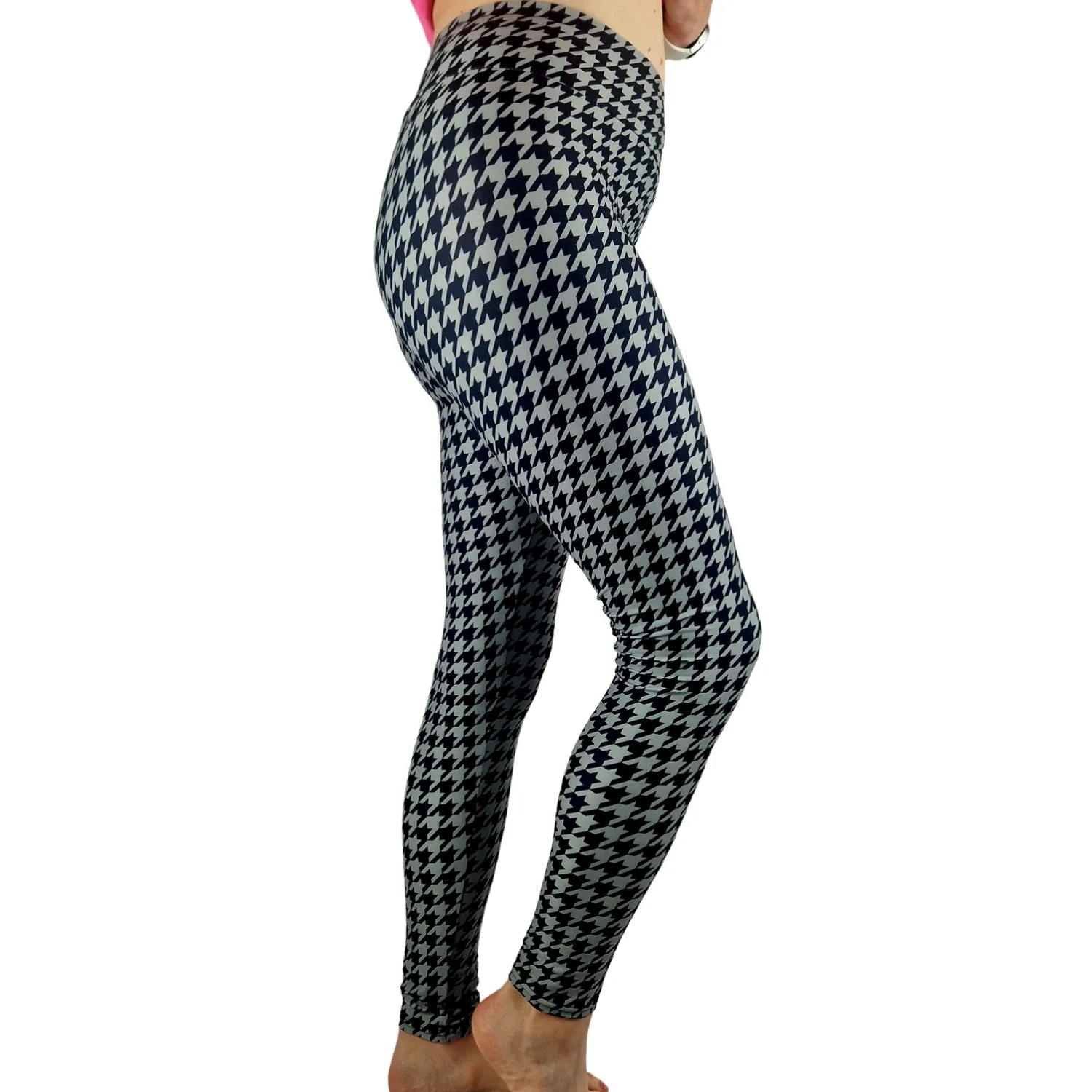 24/7 Full Length Leggings –  Mono Houndstooth Halloween Pattern