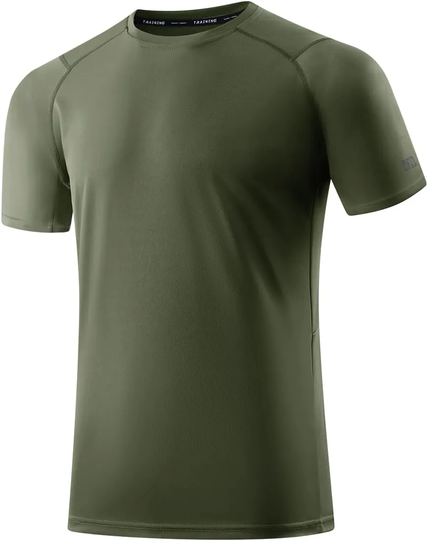 3 Pack Men Workout Shirts Quick Dry UPF 50  Sun Protection Moisture Wicking Short Sleeve Athletic T-Shirts Rash Guard