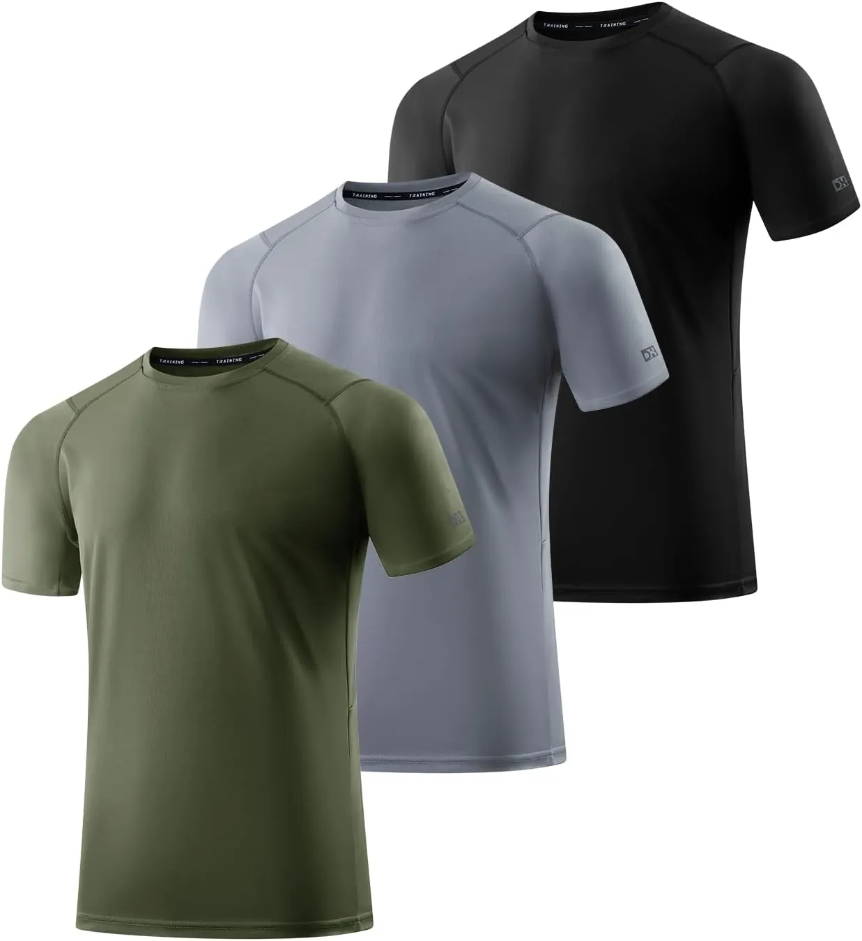 3 Pack Men Workout Shirts Quick Dry UPF 50  Sun Protection Moisture Wicking Short Sleeve Athletic T-Shirts Rash Guard