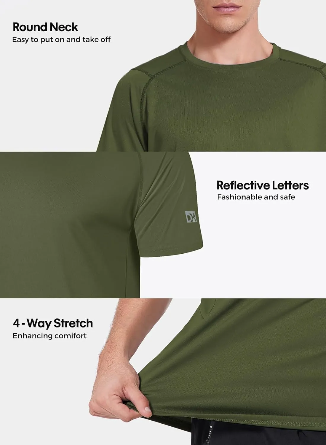 3 Pack Men Workout Shirts Quick Dry UPF 50  Sun Protection Moisture Wicking Short Sleeve Athletic T-Shirts Rash Guard
