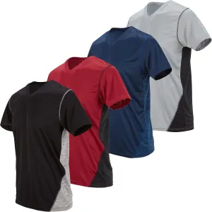 4 Pack: Men's Workout Shirts Dry Fit, Moisture Wicking Active Athletic V-Neck Running & Gym Tshirts for Men, Reg & Oversized
