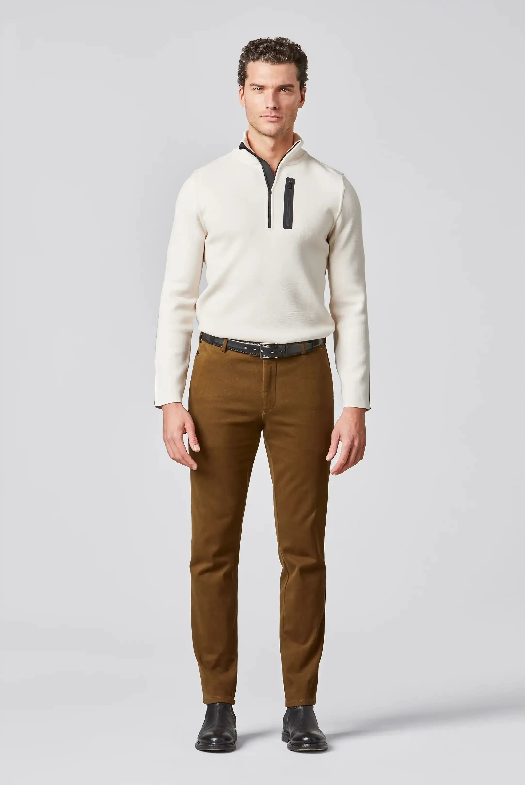 40% OFF - MEYER Exclusive Bonn Trousers - 8572 Luxury Twill Cotton Chino - Caramel - Size: 38 SHORT