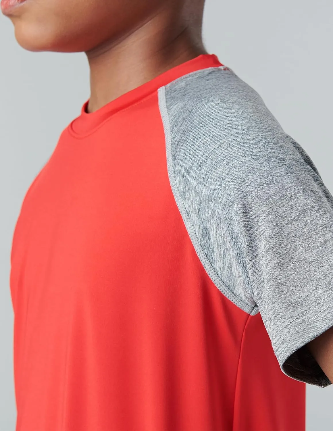 5 Pack Boys Athletic Shirts, Youth Activewear Dry Fit Tshirts for Kids, Short Sleeve Tees, Bulk Athletic Performance Clothing