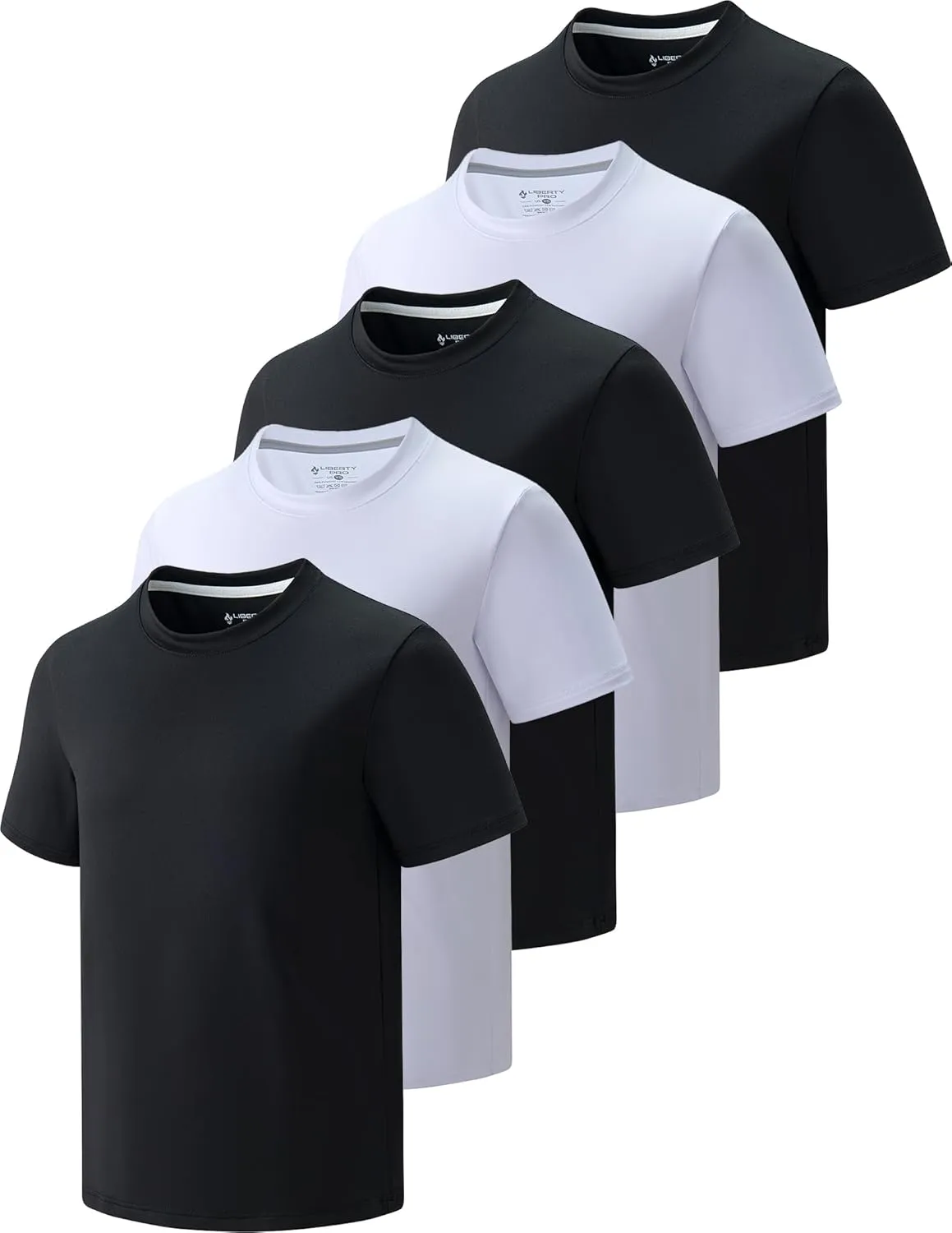 5 Pack Boys Athletic Shirts, Youth Activewear Dry Fit Tshirts for Kids, Short Sleeve Tees, Bulk Athletic Performance Clothing