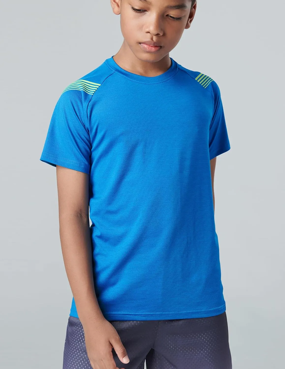 5 Pack Boys Athletic Shirts, Youth Activewear Dry Fit Tshirts for Kids, Short Sleeve Tees, Bulk Athletic Performance Clothing