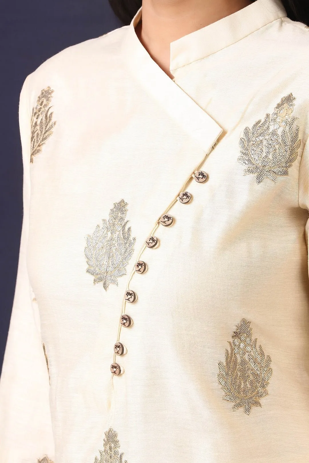 50Z428-RO Summer Linen Kurta in Cream Color With Cotton Stretch Pant