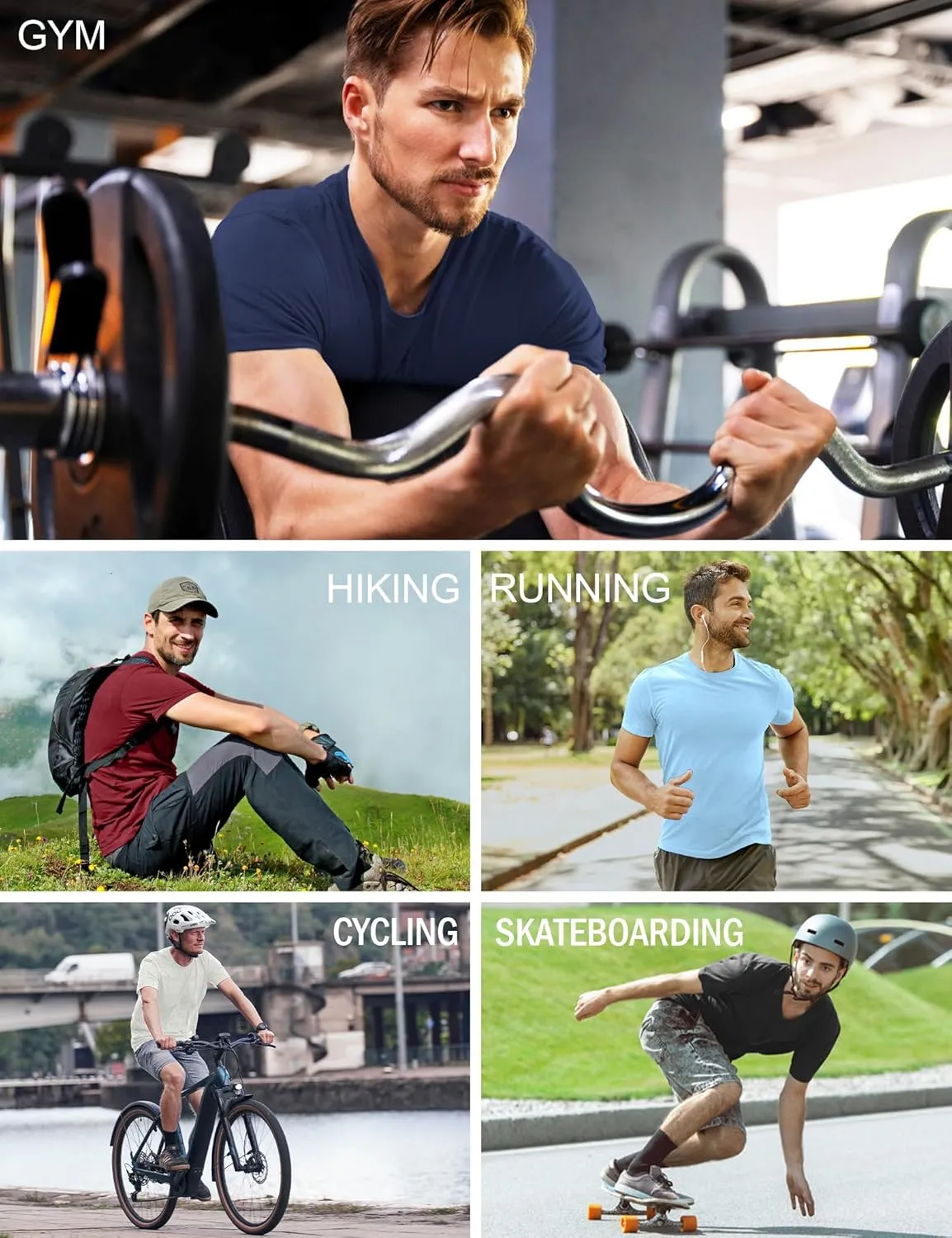 5/7 Pack Men's Dry Fit Workout Gym T Shirts, Short Sleeve Active Running Athletic Tee Tops