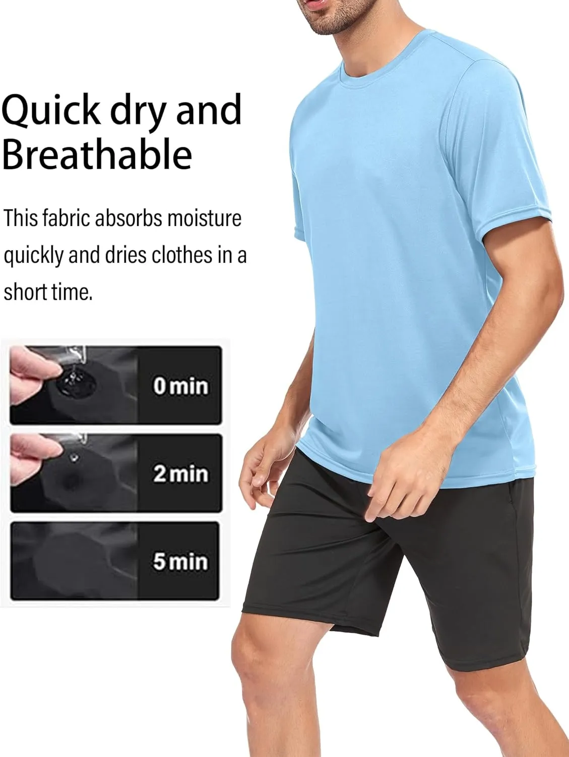 5/7 Pack Men's Dry Fit Workout Gym T Shirts, Short Sleeve Active Running Athletic Tee Tops