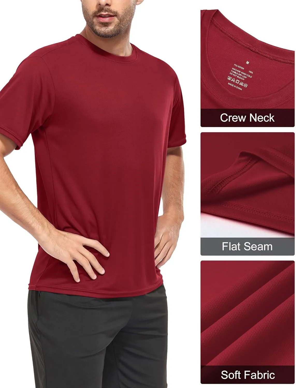 5/7 Pack Men's Dry Fit Workout Gym T Shirts, Short Sleeve Active Running Athletic Tee Tops