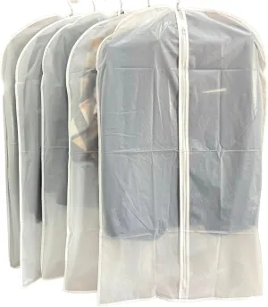 (5PCS,60x100cm) Zipper Plastic Garment Bags, Clear Clothing Protector Storage Carrier | Dust, Waterproof, Lightweight, Durable Clothes Covers for Hanging Closet Wardrobe Suit Jacket Dress Coat Travel