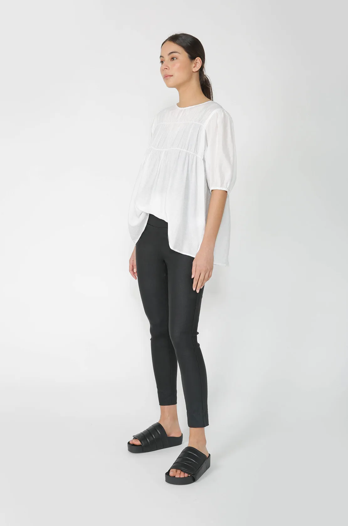 7/8 glossy pant / black