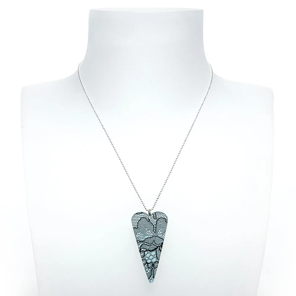 8th Wedding Anniversary Small Wild Lace Heart On Chain
