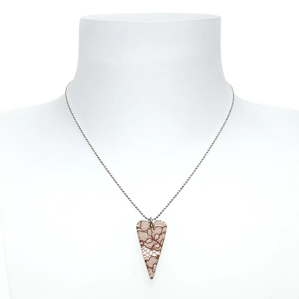 8th Wedding Anniversary Small Wild Lace Heart On Chain