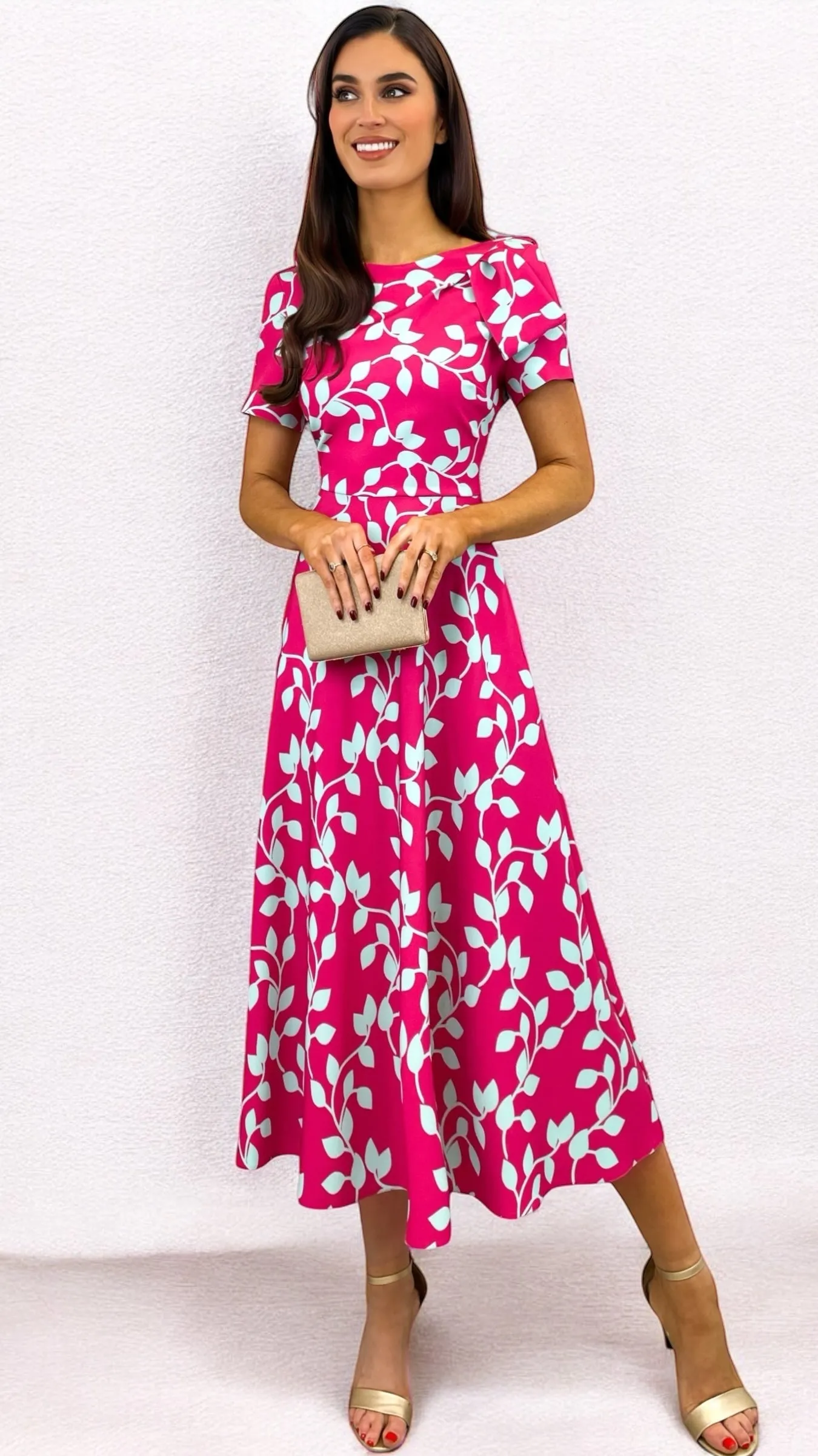 A2190 Pink/Aqua Emery Flare Dress
