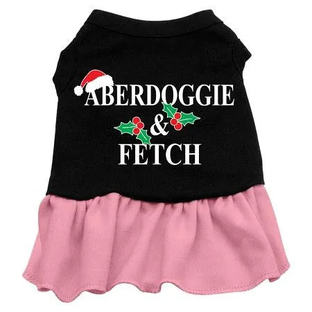 Aberdoggie Christmas Dog Dress - Black with Pink-Medium
