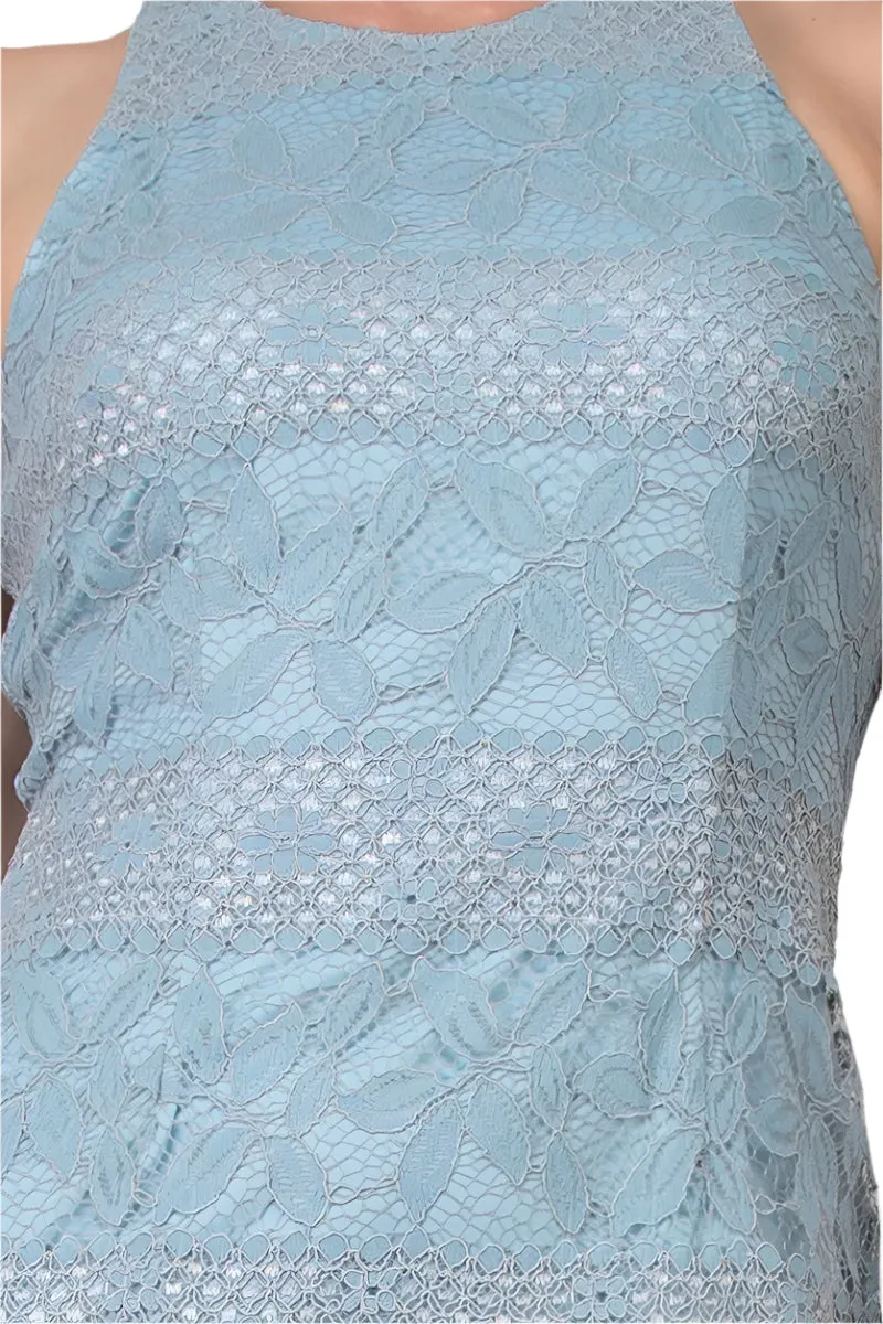 Adrianna Papell Crew Neck Racer Zipper Back Lace Dress