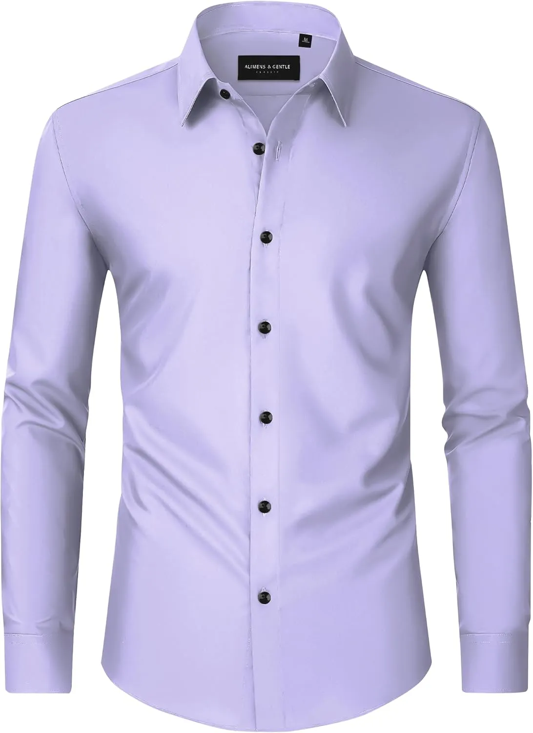 Alimens & Gentle Mens Dress Shirts Long Sleeve Wrinkle-Free Formal Shirts Wedding Dating Business Casual Button Down Shirt