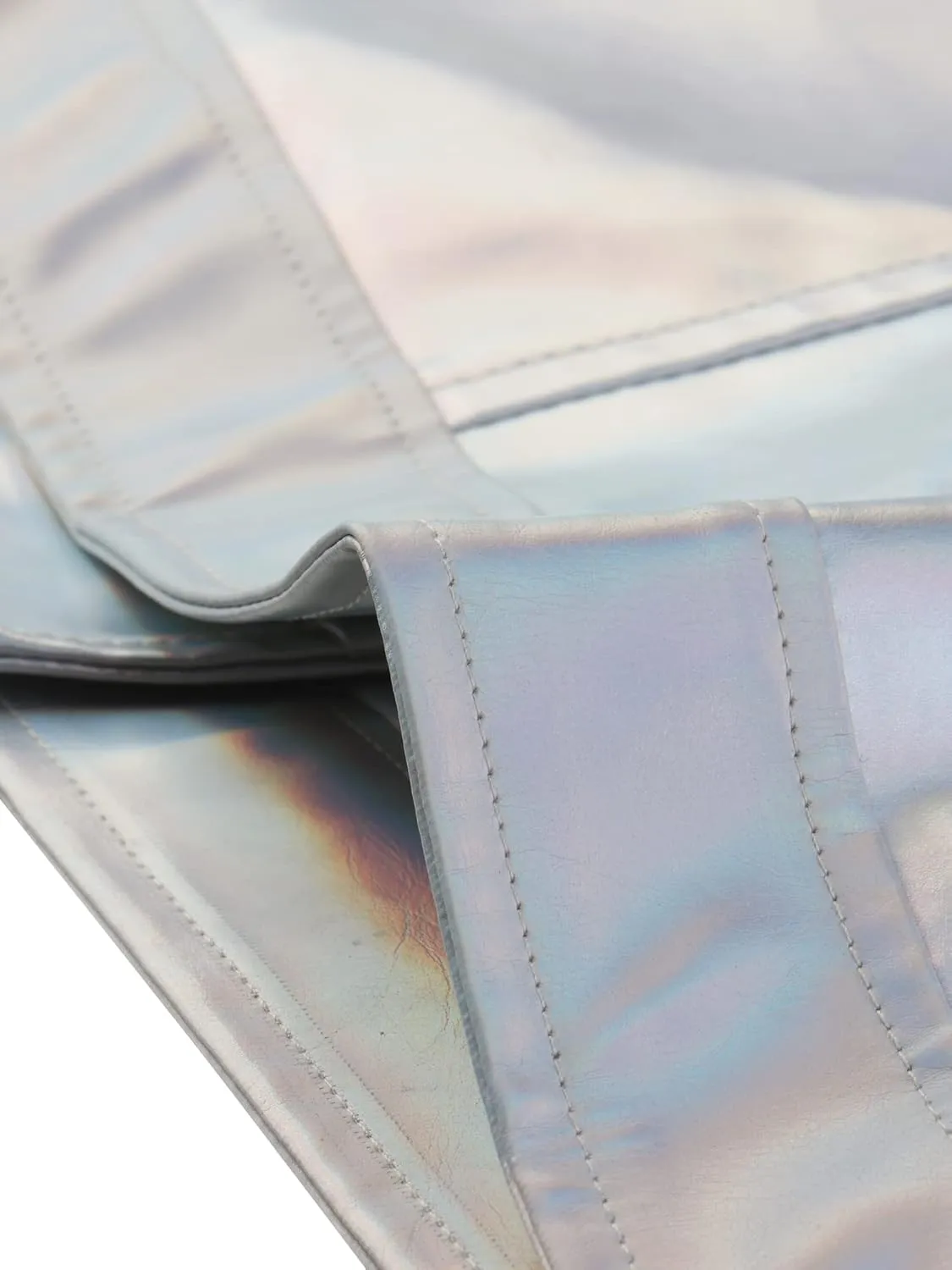 Allegra K Holographic Metallic Jacket for Women's Biker Shiny Jacket