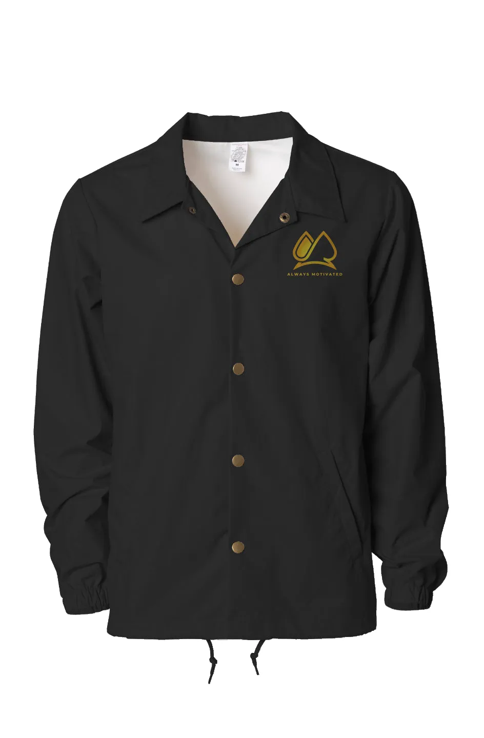 Always Motivated Water Resistant Windbreaker Black/Gold