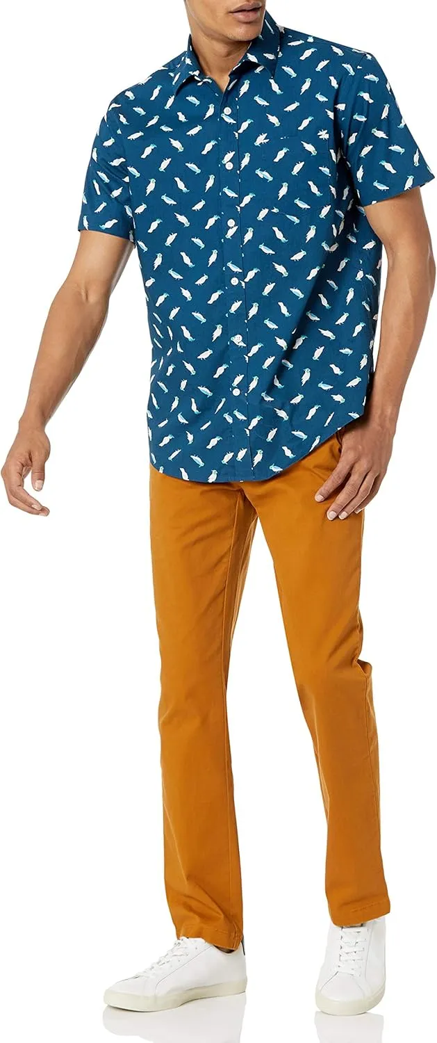 Amazon Essentials Men's Regular-Fit Short-Sleeve Print Shirt