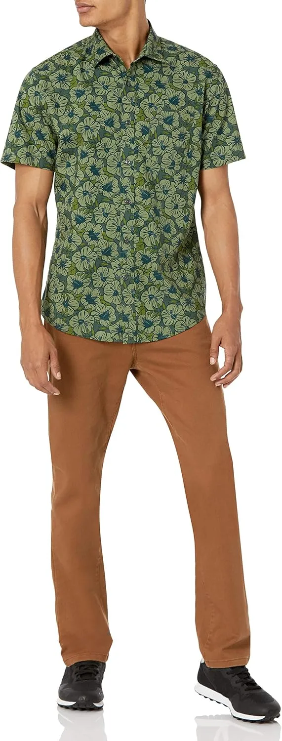 Amazon Essentials Men's Regular-Fit Short-Sleeve Print Shirt