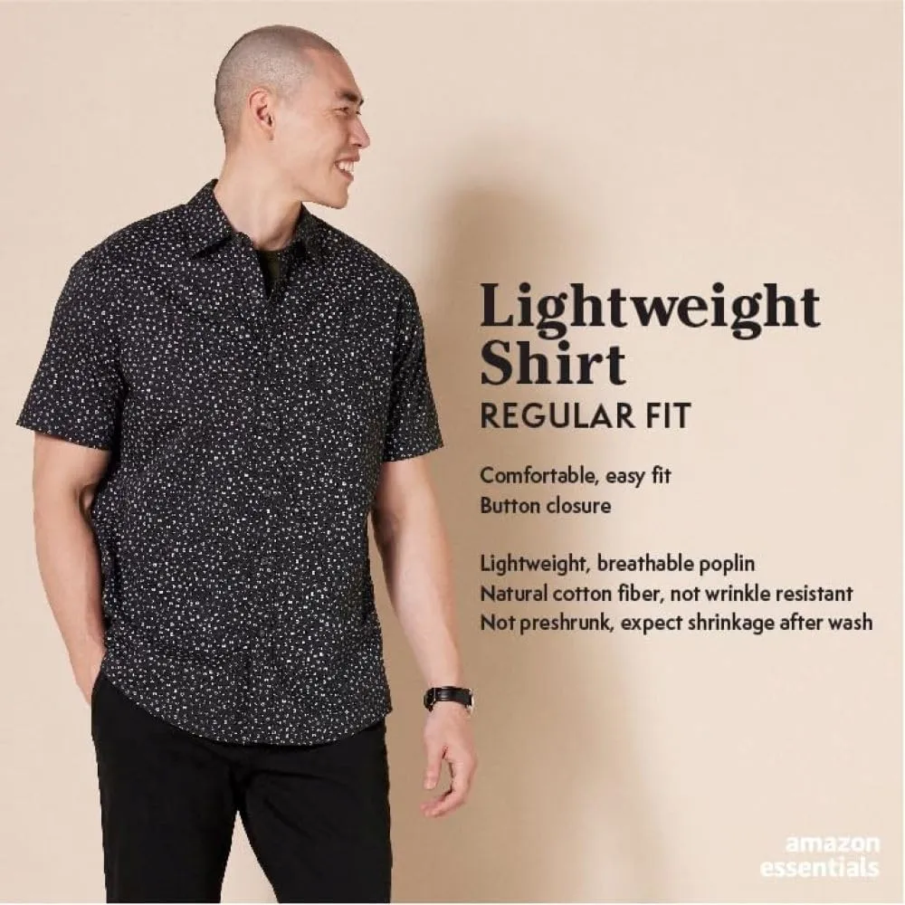 Amazon Essentials Men's Regular-Fit Short-Sleeve Print Shirt