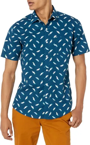 Amazon Essentials Men's Regular-Fit Short-Sleeve Print Shirt