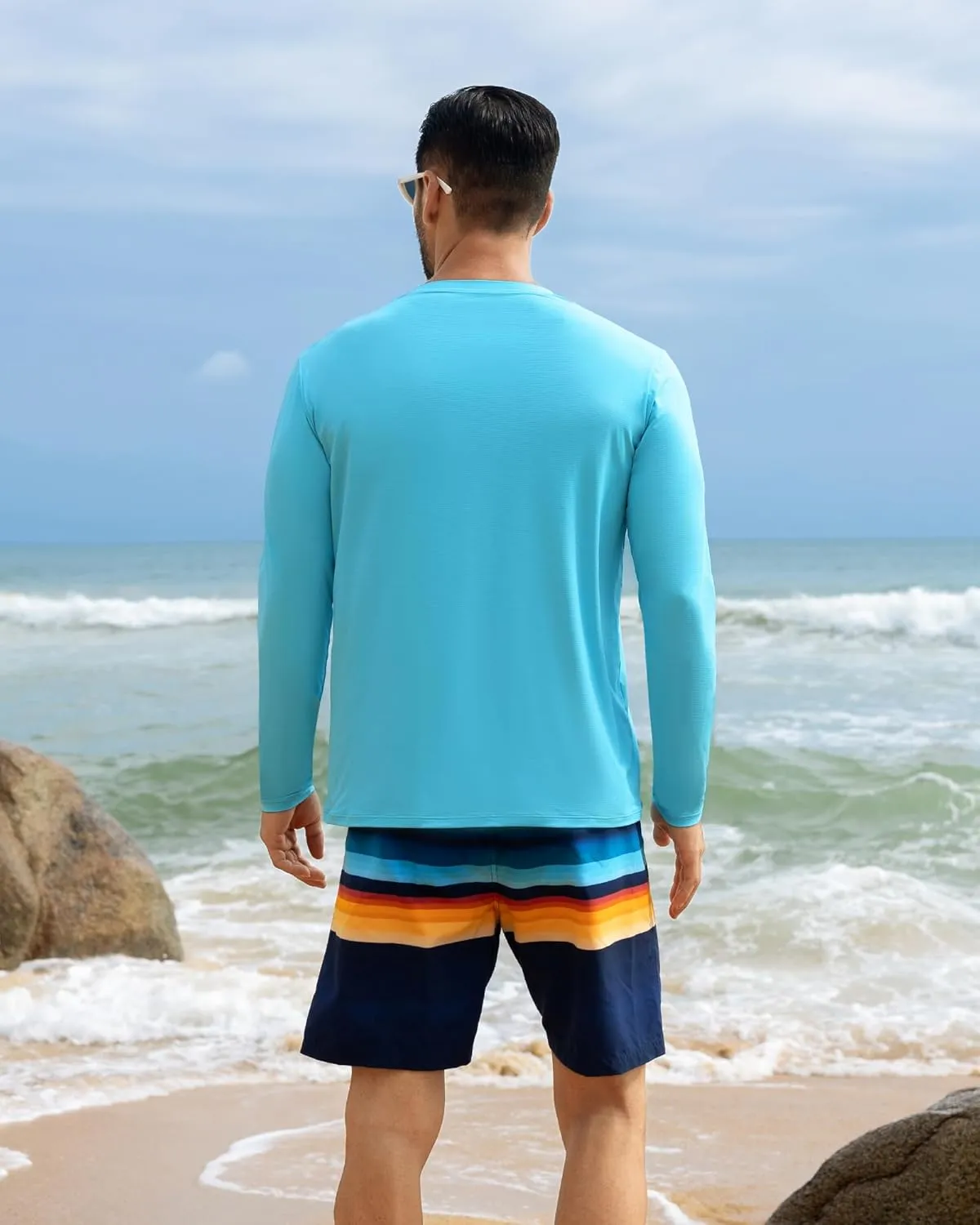 Angel season Men's Rash Guard Shirts UPF 50  Long Sleeve Swim Shirts Quick Dry UV Sun Protection Lightweight