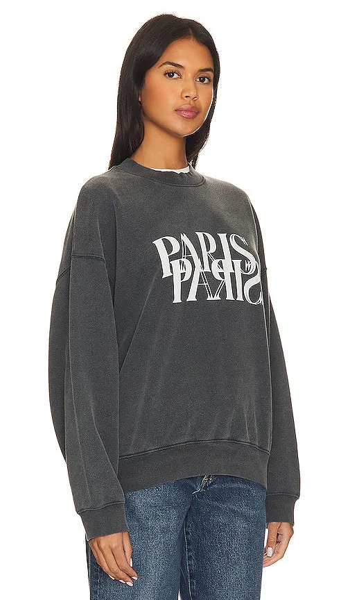 ANINE BING Jaci Paris Sweatshirt in Black