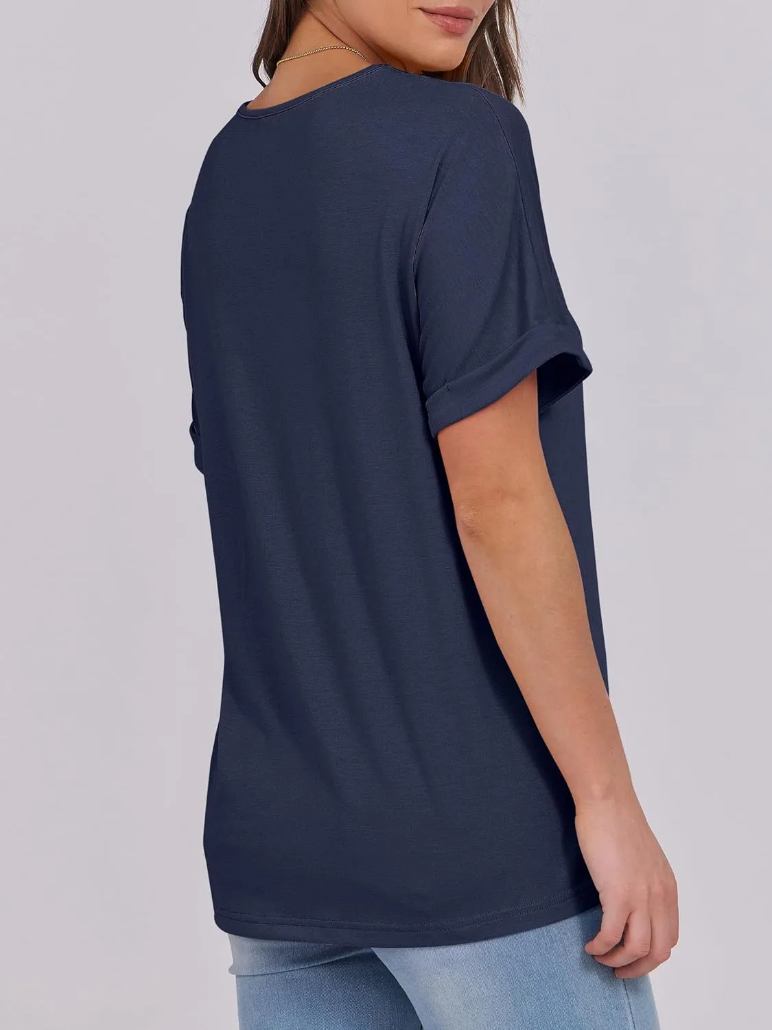 ANRABESS Womens T Shirts Short Sleeve V Neck Shirts Summer Loose Fit Dressy Tops Business Casual Blouses 2025 Basic Tees