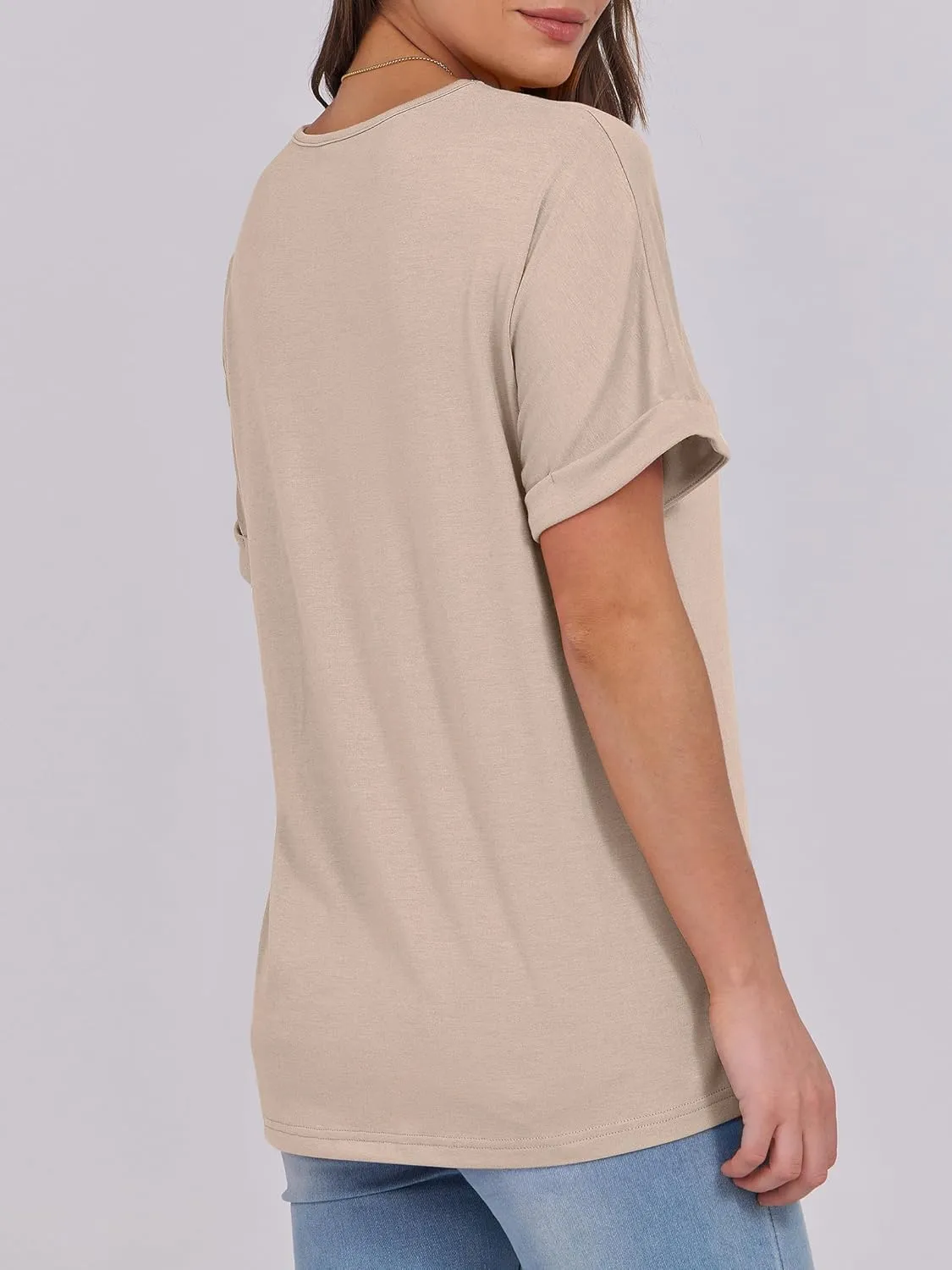 ANRABESS Womens T Shirts Short Sleeve V Neck Shirts Summer Loose Fit Dressy Tops Business Casual Blouses 2025 Basic Tees