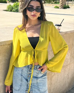 Apple Green Ruffled Chiffon Top