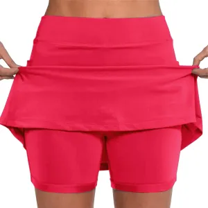 Athletic Skorts for Woman Elastic & Drawstring Tennis/Golf Skirts with Pockets Hight Waist Solid Yoga Shorts 2025