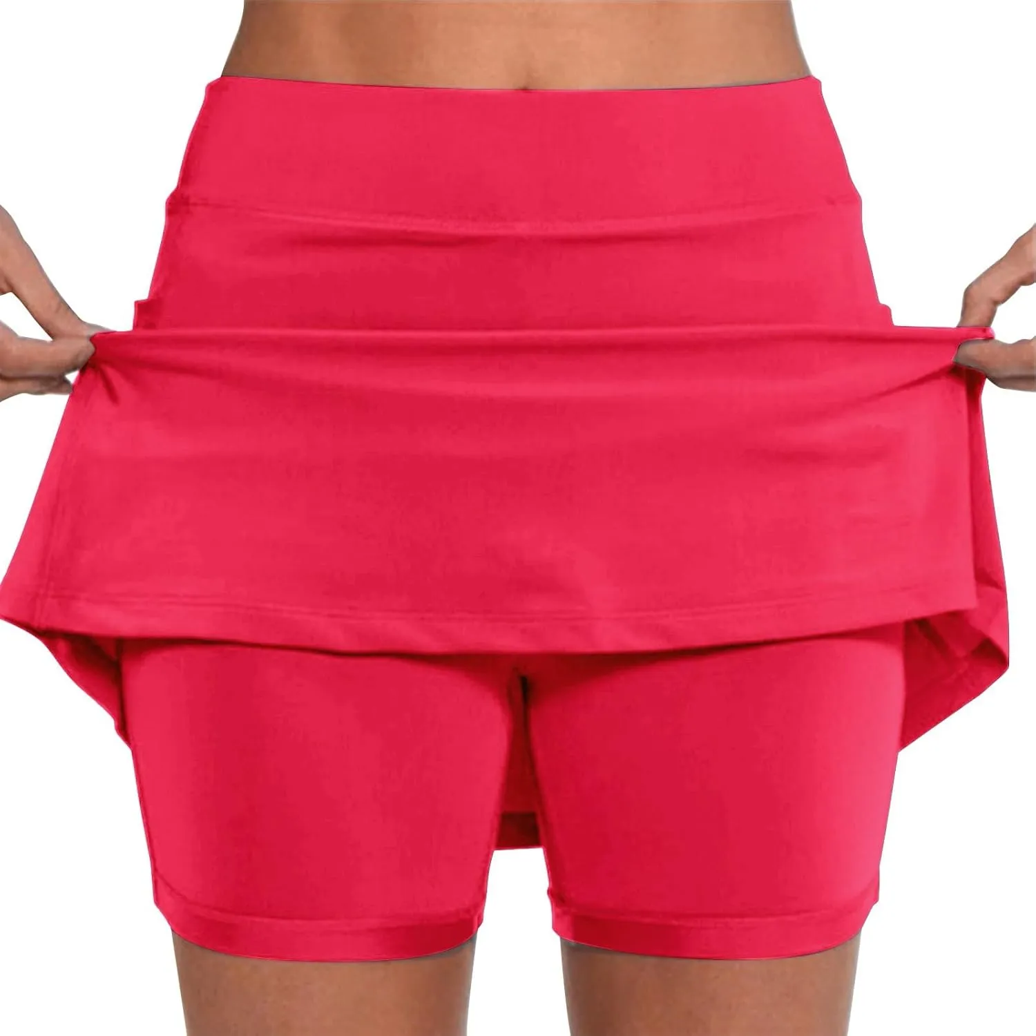 Athletic Skorts for Woman Elastic & Drawstring Tennis/Golf Skirts with Pockets Hight Waist Solid Yoga Shorts 2025