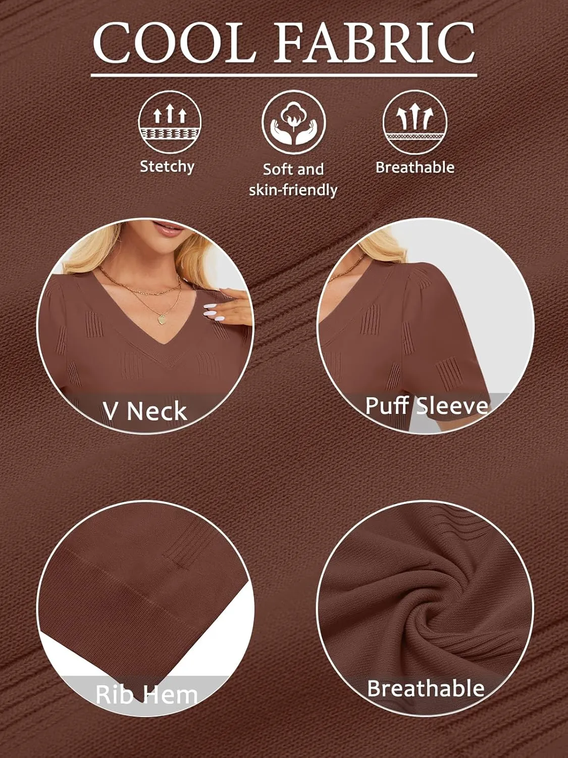 ATHMILE Short Sleeve V Neck Sweaters Dressy Casual Blouses Lightweight Thin Knit Fashion Shirts Summer Tops for Women