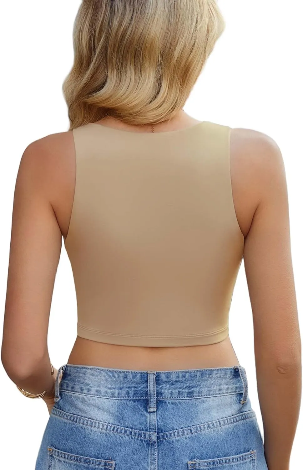 Avidlove Tank Top for Women Sleeveless Double Lined Crop Tops High Neck Racerback Camisole Summer Casual Slim Clothes
