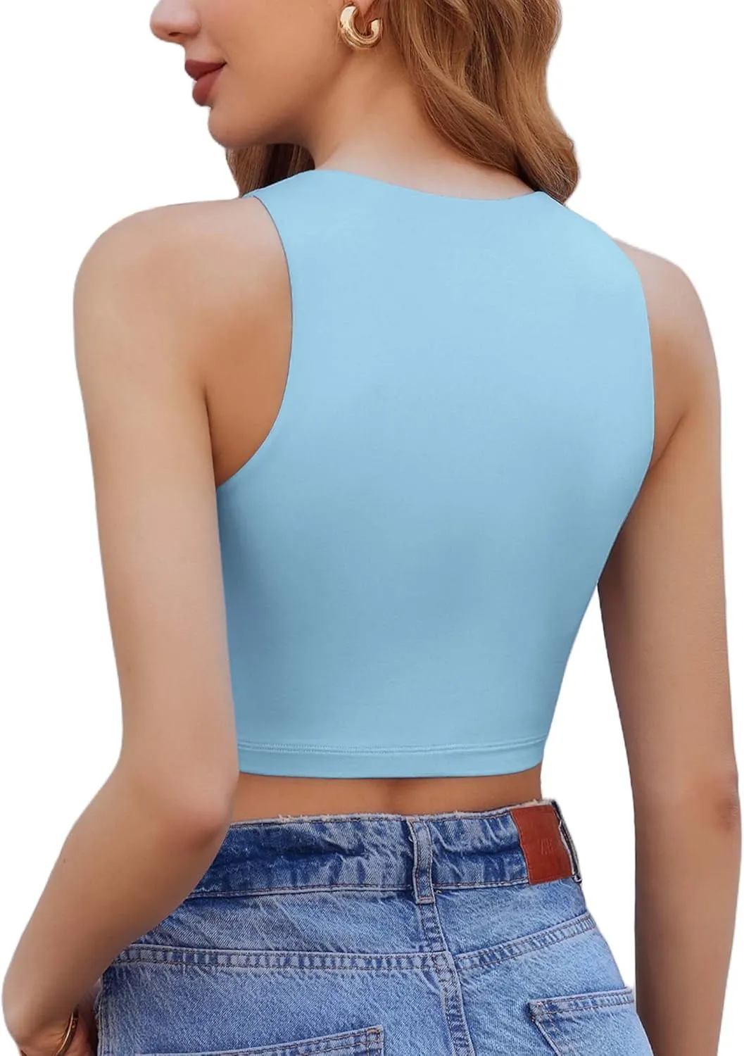 Avidlove Tank Top for Women Sleeveless Double Lined Crop Tops High Neck Racerback Camisole Summer Casual Slim Clothes