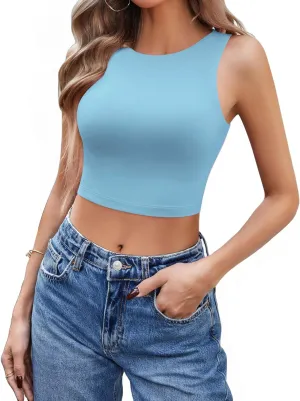 Avidlove Tank Top for Women Sleeveless Double Lined Crop Tops High Neck Racerback Camisole Summer Casual Slim Clothes