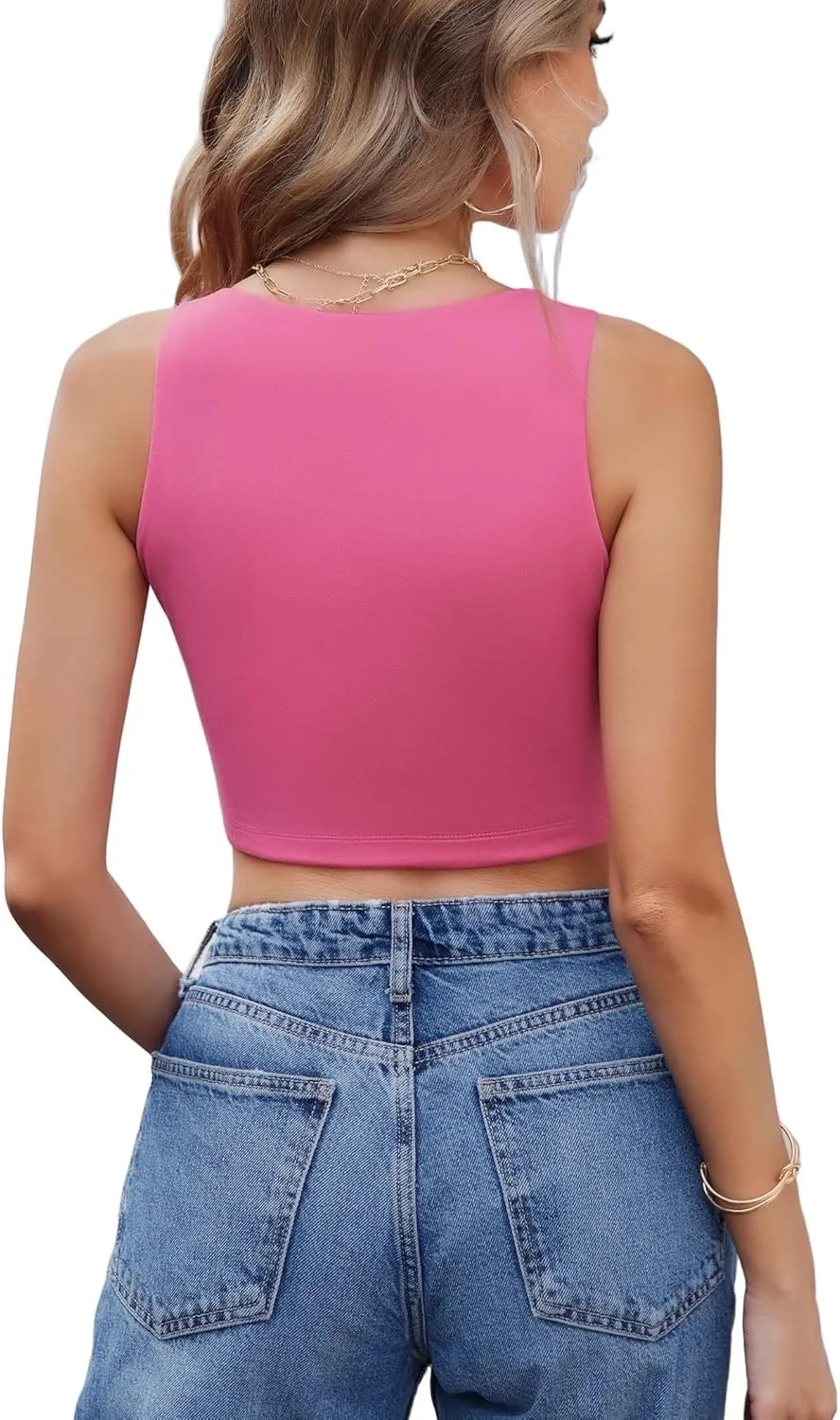 Avidlove Tank Top for Women Sleeveless Double Lined Crop Tops High Neck Racerback Camisole Summer Casual Slim Clothes