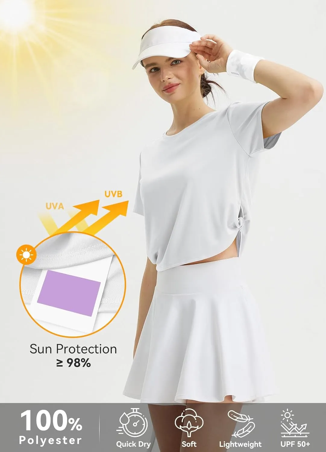 baleaf Women's Cropped Workout Tops Short Sleeve Athletic Running Shirts Loose Fit Quick Dry Yoga T-Shirts UPF 50 