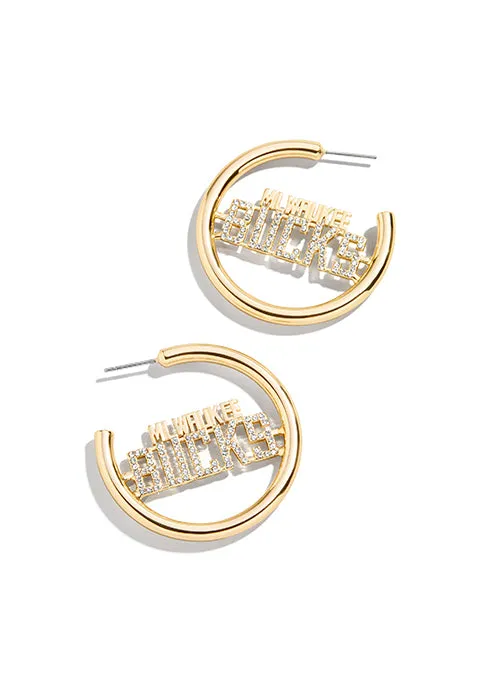 BaubleBar Wordmark Milwaukee Bucks Hoop Earrings