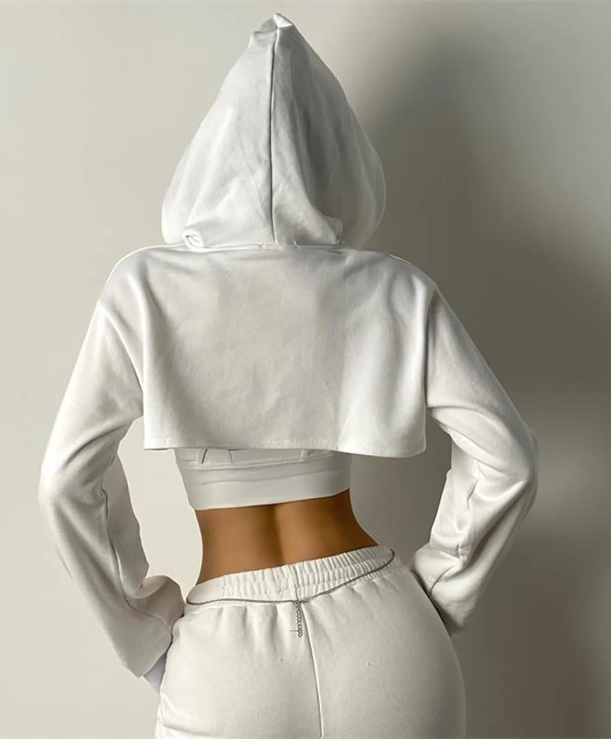 BEJONS Women Long Sleeve Cropped Super Crop Top Hoodies Sweatshirt Aesthetic Punk Hip Hop Dance Sexy Rave Cloth