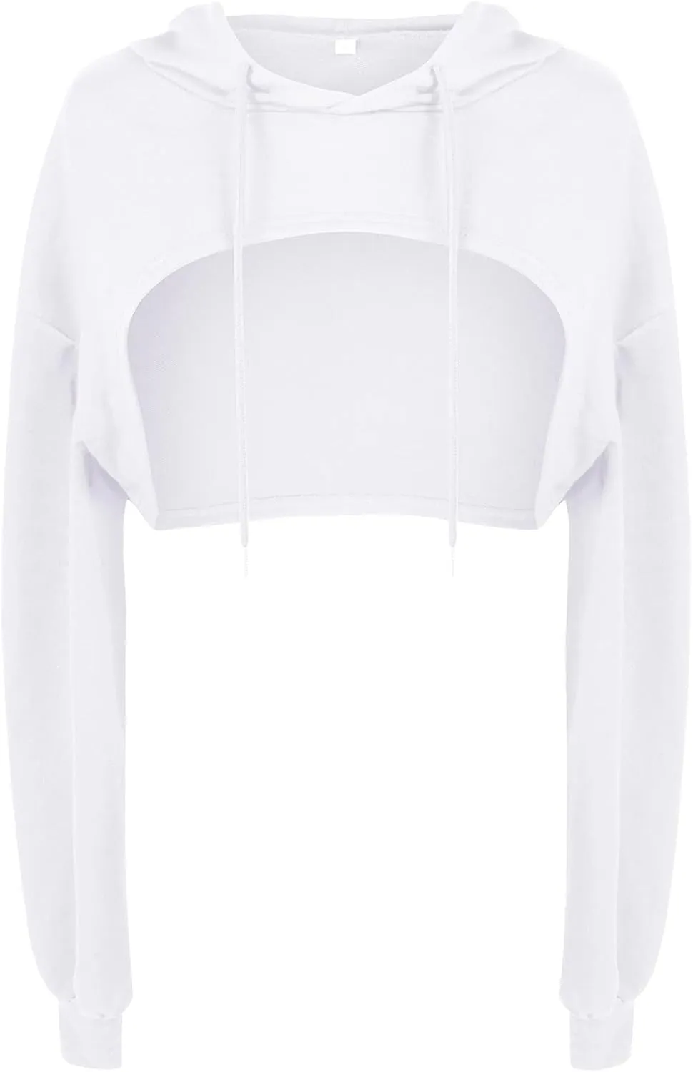 BEJONS Women Long Sleeve Cropped Super Crop Top Hoodies Sweatshirt Aesthetic Punk Hip Hop Dance Sexy Rave Cloth