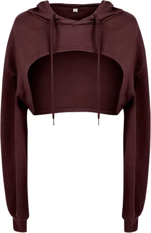 BEJONS Women Long Sleeve Cropped Super Crop Top Hoodies Sweatshirt Aesthetic Punk Hip Hop Dance Sexy Rave Cloth