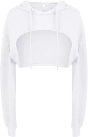 BEJONS Women Long Sleeve Cropped Super Crop Top Hoodies Sweatshirt Aesthetic Punk Hip Hop Dance Sexy Rave Cloth