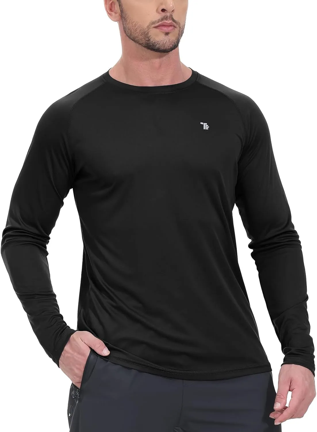 BGOWATU Men's Long Sleeve Sun Shirt Hiking Shirts UPF 50  Quick Dry Lightweight Athletic T-Shirts for Outdoor