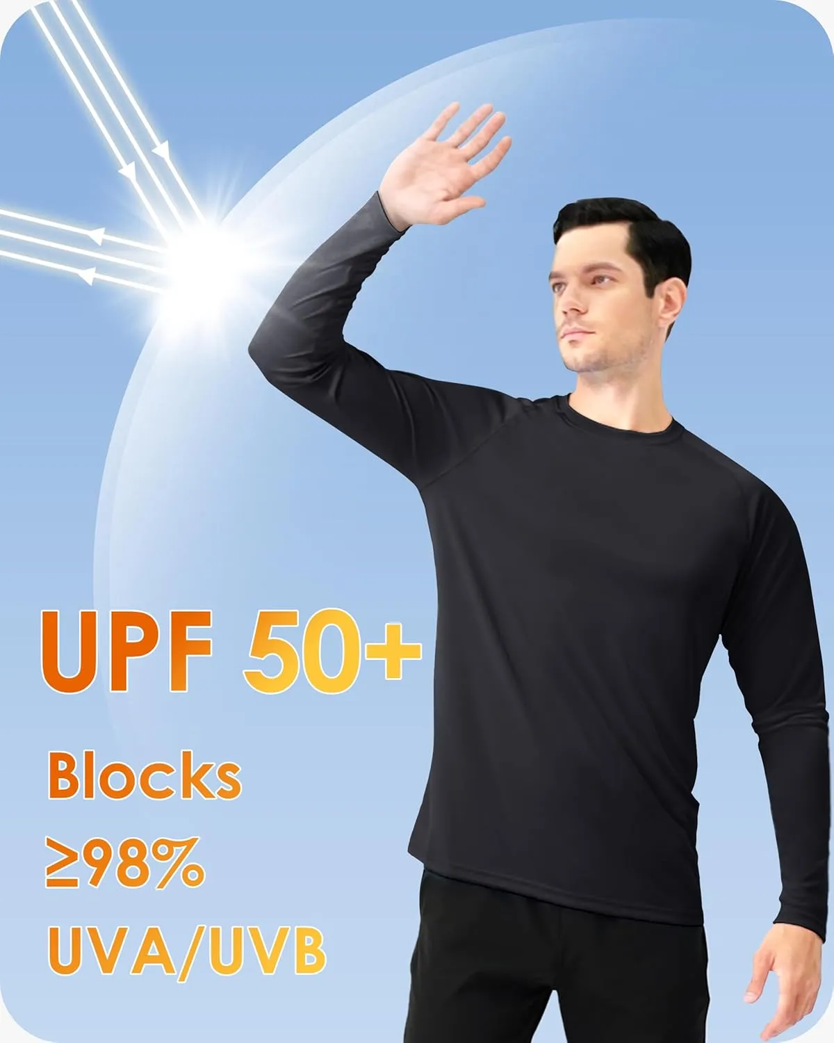 Boladeci Men's UPF 50  Sun Protection UV SPF Shirts Long Sleeve Lightweight Quick Dry Swim T-Shirts Rash Guard