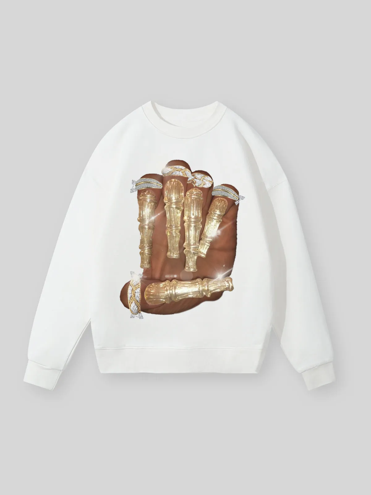 BOUNCE BACK© Golden Bone Nail Print Sweatshirt