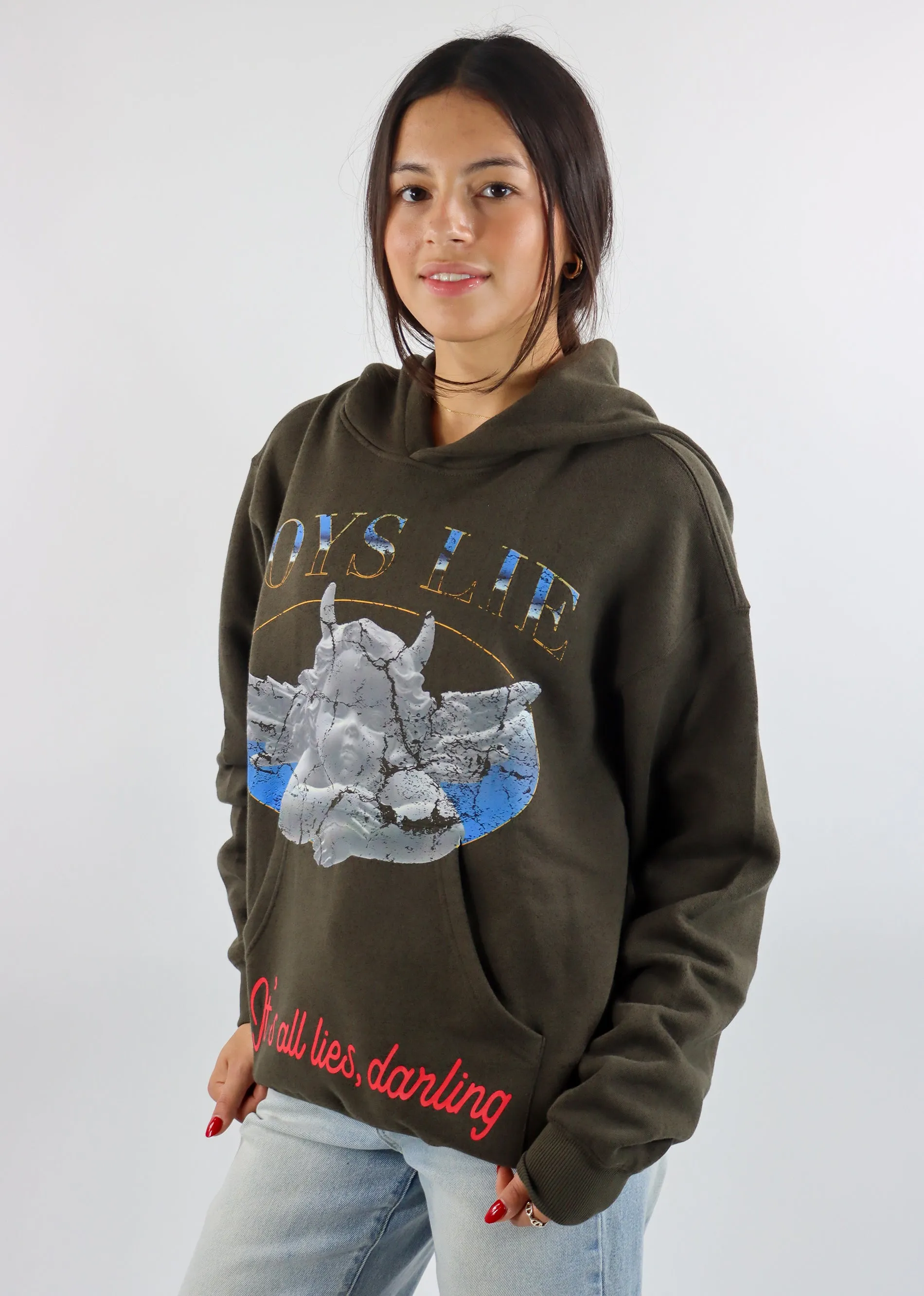 Boys Lie Here Lies Racer Hoodie ★ Brown