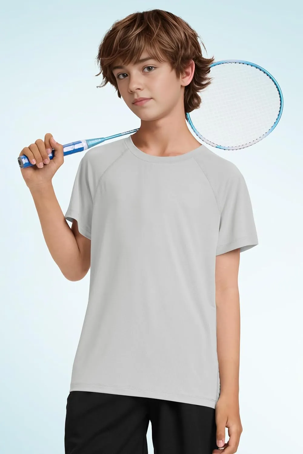Boys UPF 50  Mesh Athletic Quick Dry T-Shirts Moisture Wicking Active Short Sleeve Mesh Shirts Tops for Boys